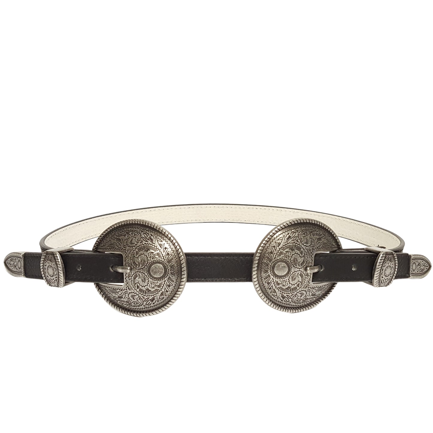 Belt: Antique Silver Double Buckle Skinny Belt