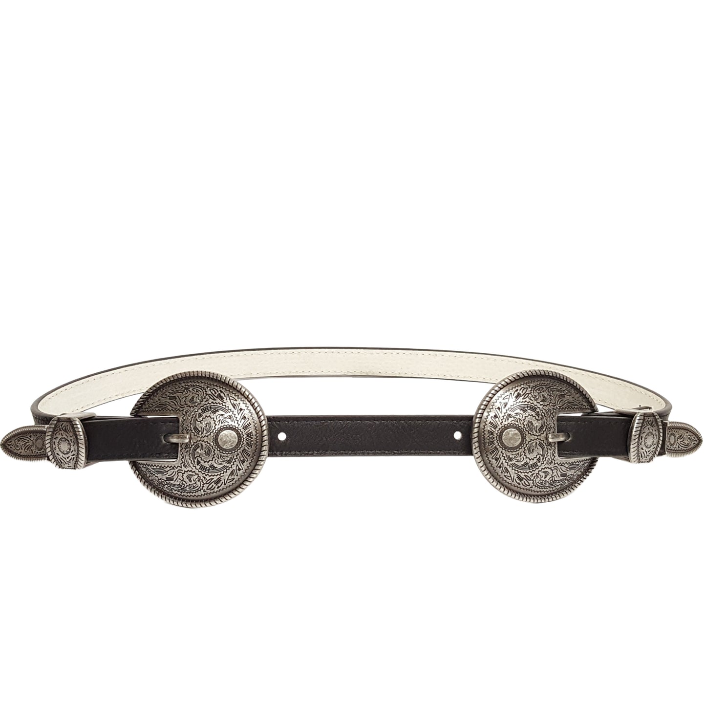 Belt: Antique Silver Double Buckle Skinny Belt