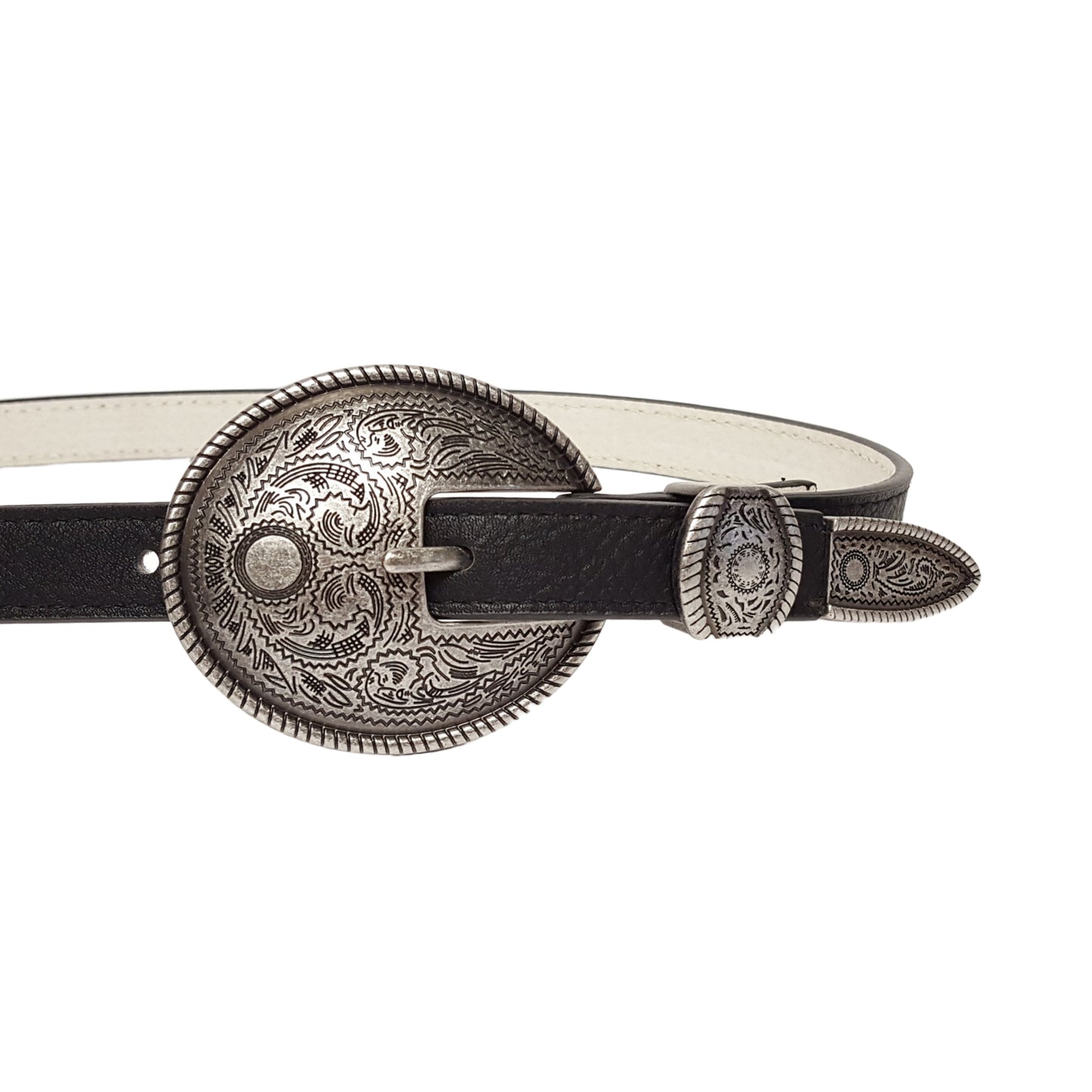 Belt: Antique Silver Double Buckle Skinny Belt