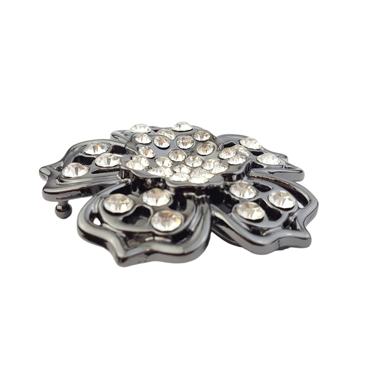 Buckle: Crystal Floral Black-tone flower design buckle