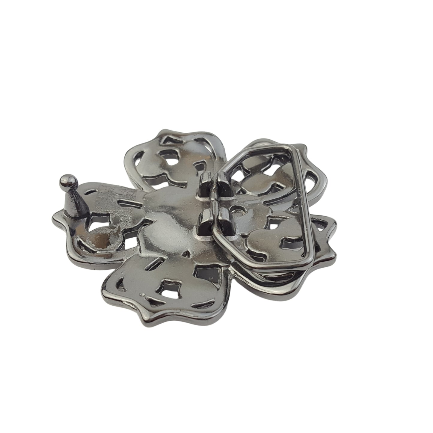 Buckle: Crystal Floral Black-tone flower design buckle