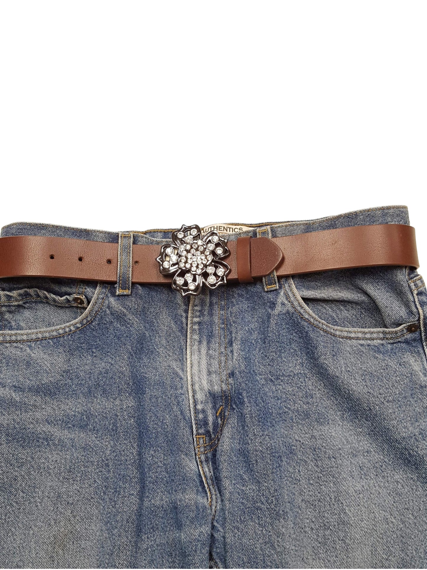 Buckle: Crystal Floral Black-tone flower design buckle