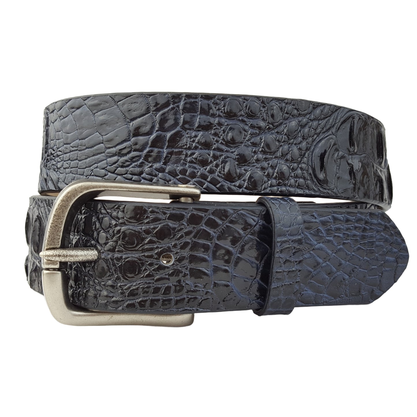 Belt: Unisex Black Faux Alligator Belt