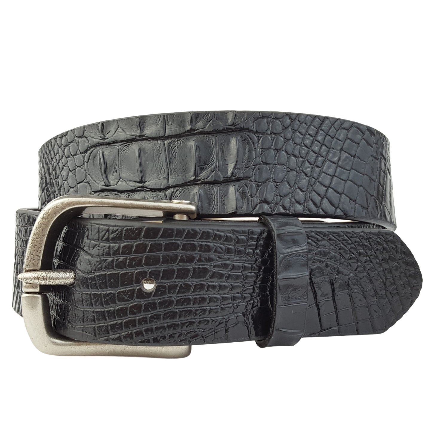 Belt: Unisex Black Faux Alligator Belt