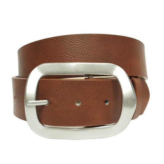 Belt: Classic Rectangular Silver Finish Buckle Casual Belt