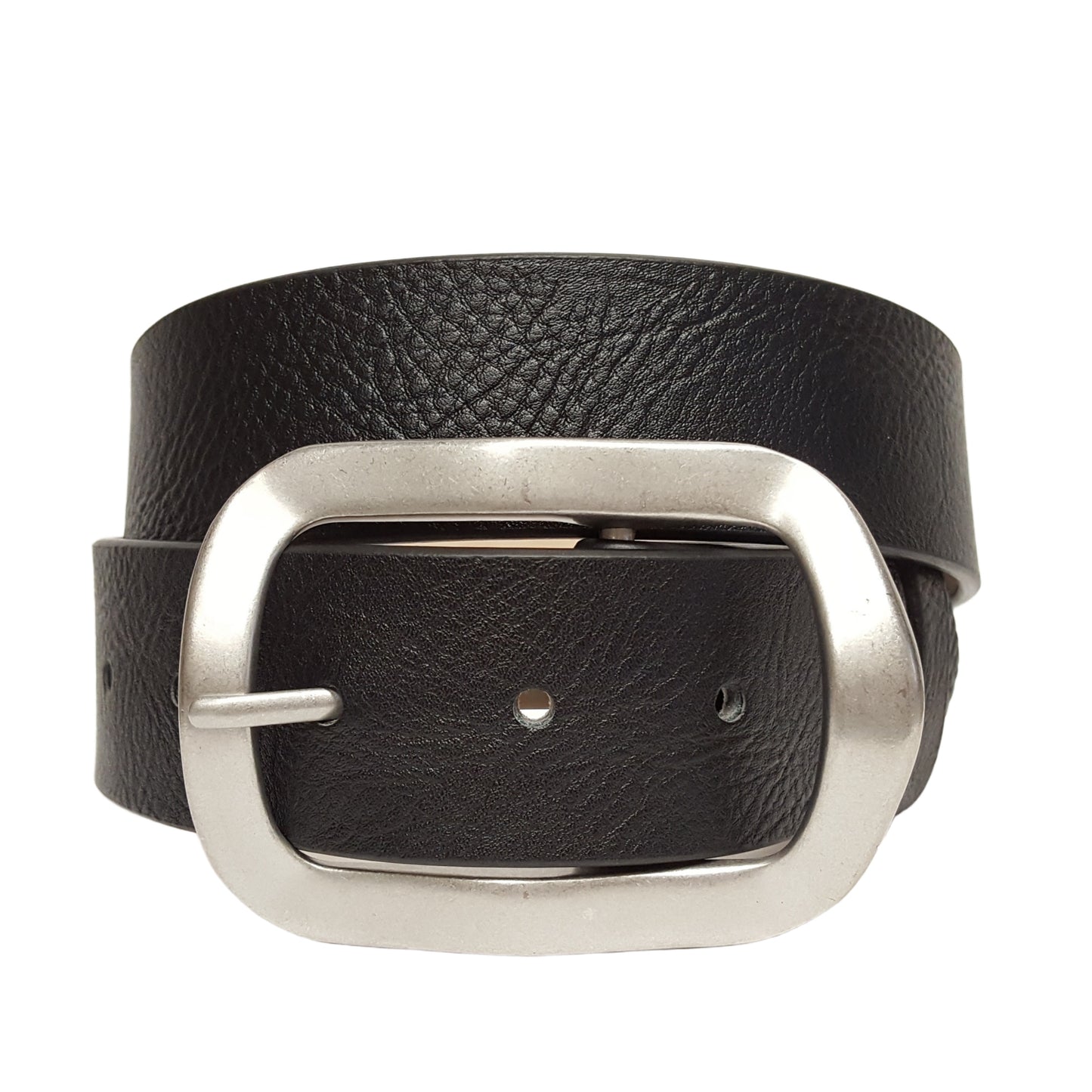 Belt: Classic Rectangular Silver Finish Buckle Casual Belt