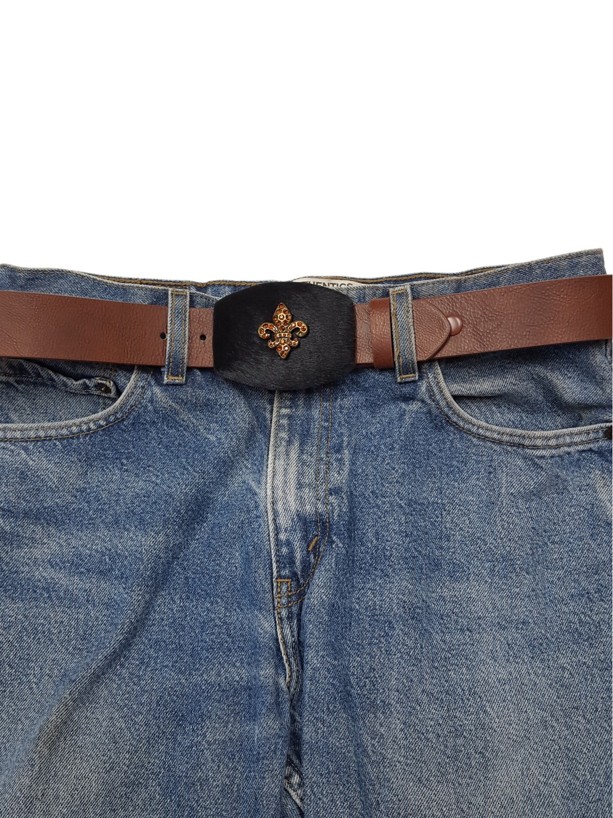 Buckle: Buckle: Cow Hair Covered Plaque Buckle