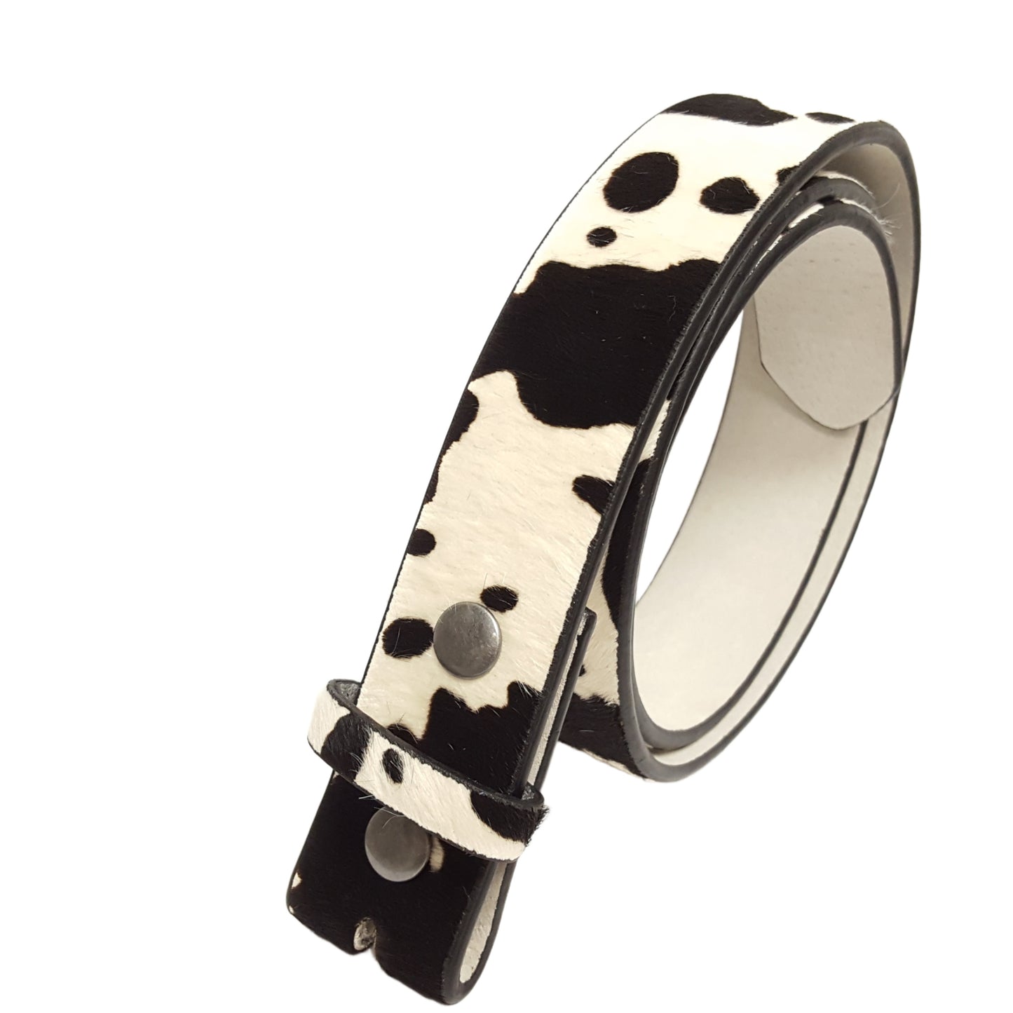 Belt: Snap On Genuine Cow Hair Leather Belt Strap