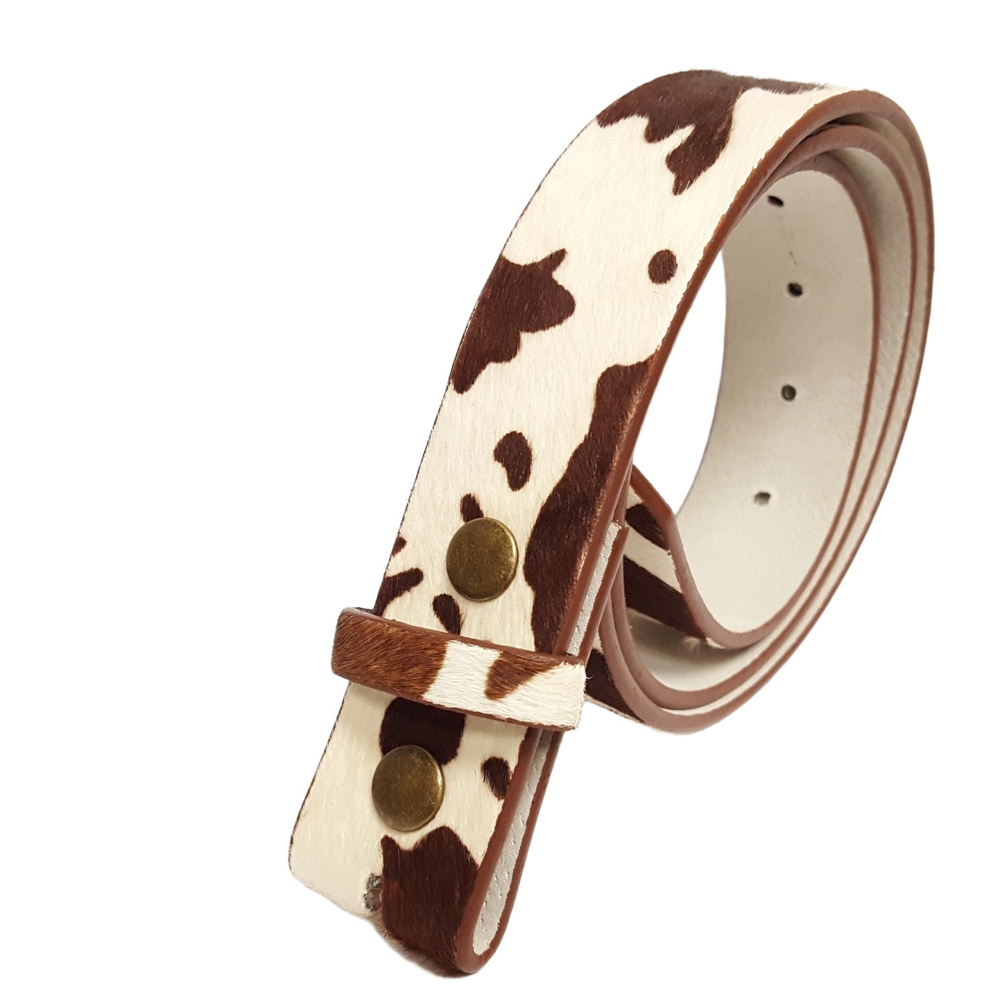 Belt: Snap On Genuine Cow Hair Leather Belt Strap