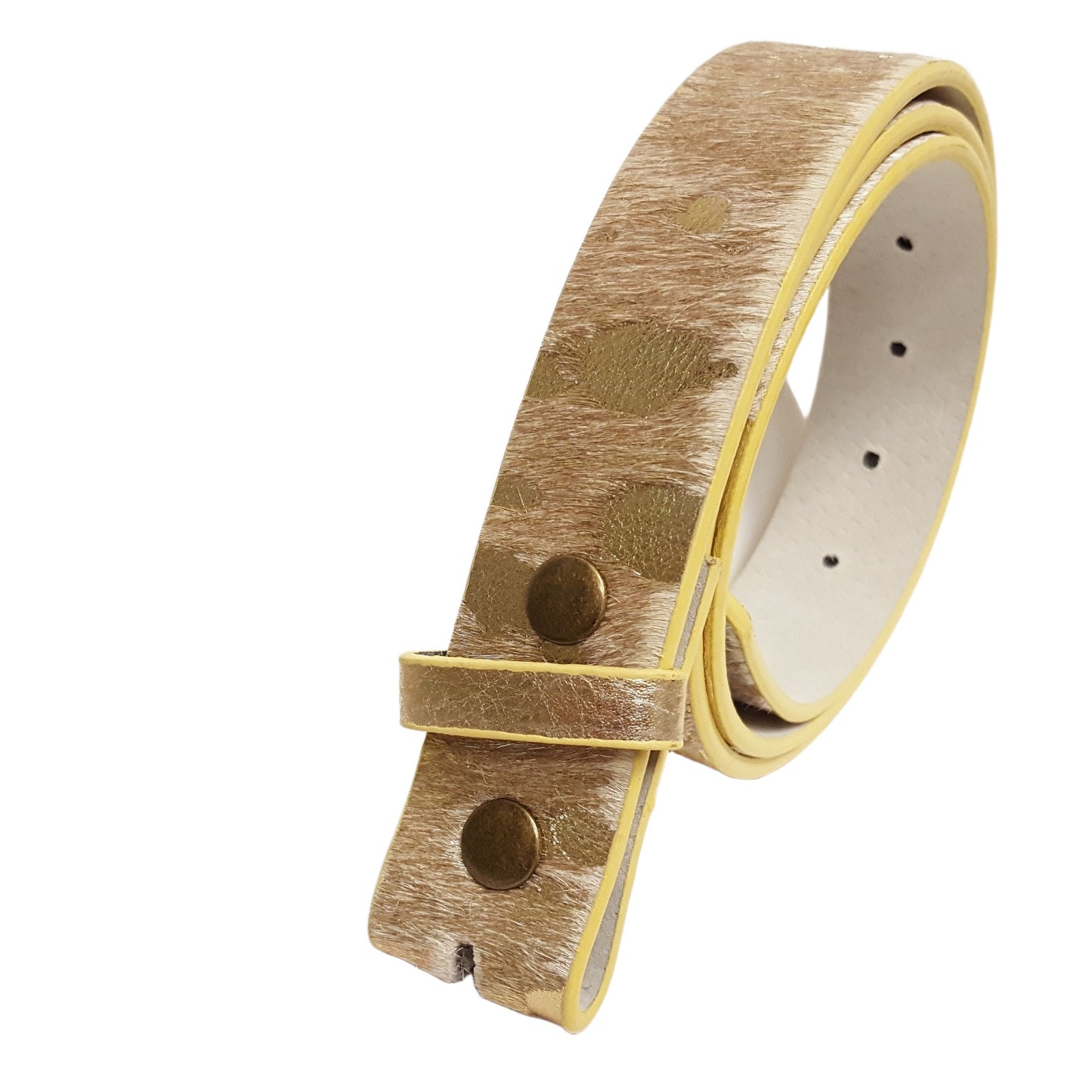 Belt: Snap On Genuine Cow Hair Leather Belt Strap