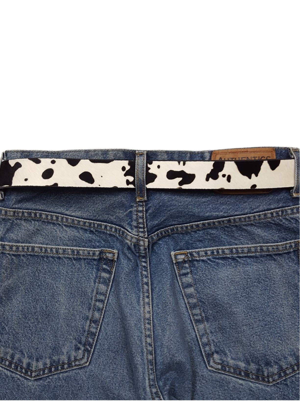 Belt: Snap On Genuine Cow Hair Leather Belt Strap