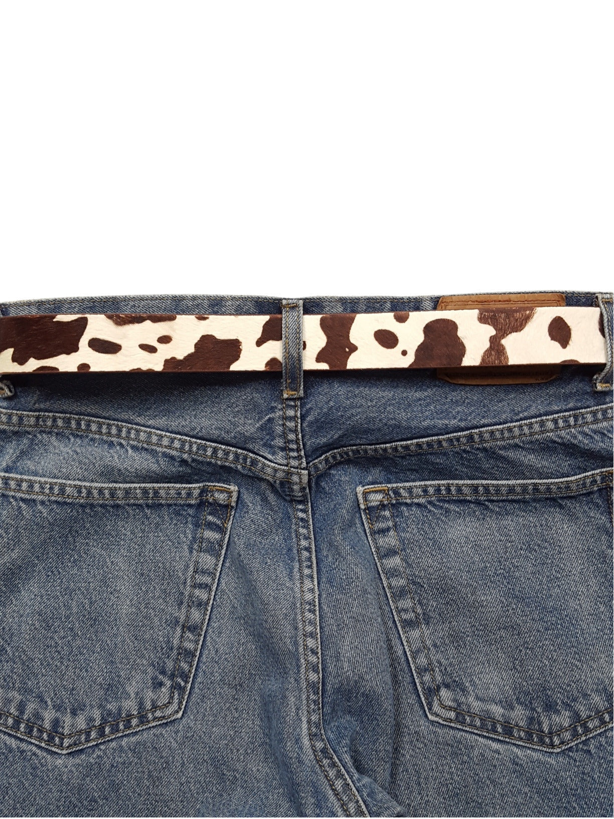 Belt: Snap On Genuine Cow Hair Leather Belt Strap