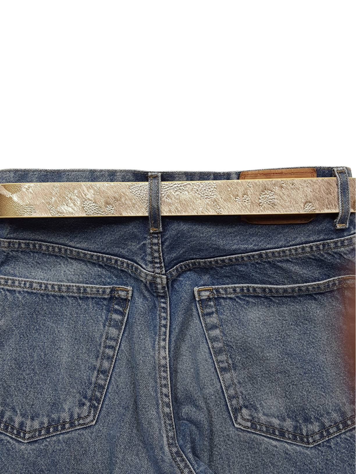 Belt: Snap On Genuine Cow Hair Leather Belt Strap