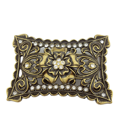 Buckle: Buckle: Western Brass Floral belt buckle