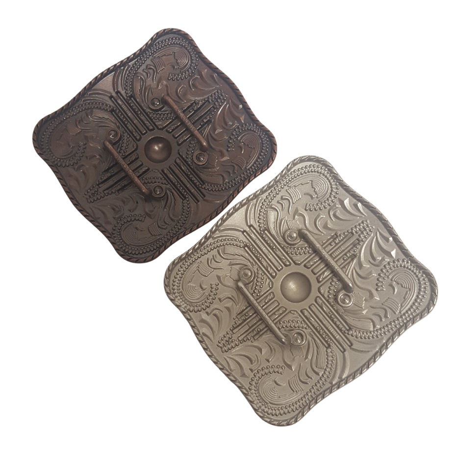 Concho: Western Square Shape Sliding Concho w. Cross Design