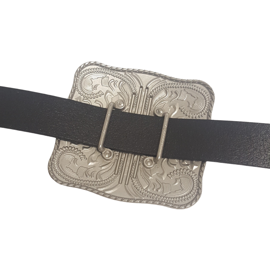 Concho: Western Square Shape Sliding Concho w. Cross Design