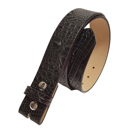 Snap-On Belt Strap in Black Alligator Print