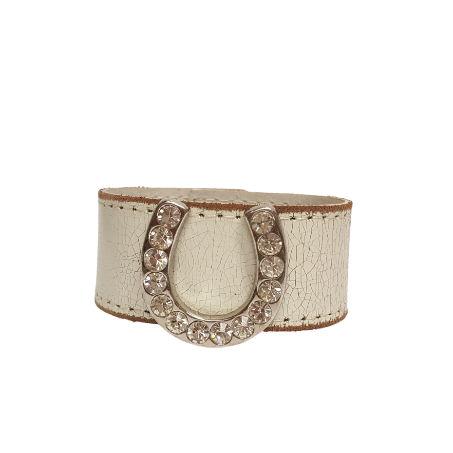 Bracelet: Vintage Distressed Leather Band w. Horse shoe Concho
