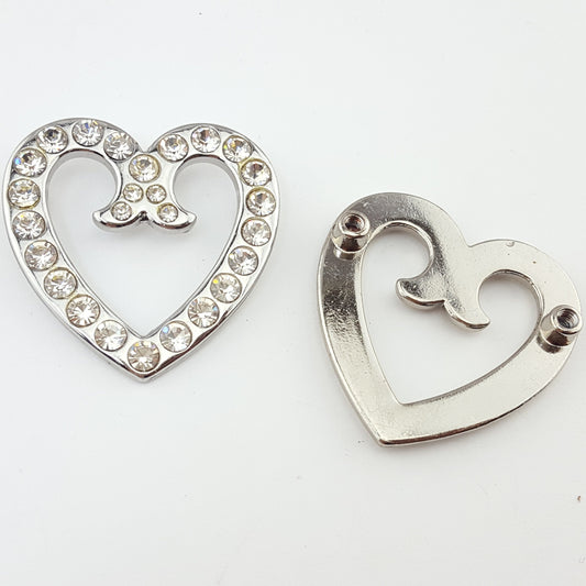 Pack of 6 pieces Silver Crystal Heart Ornament