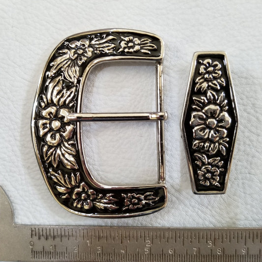 Buckle: Western Floral buckle set with buckle and loop