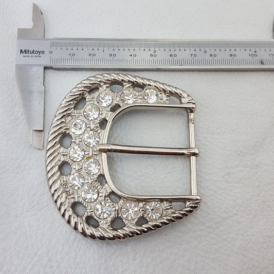 Buckle Sale: Silver Crystal Buckle with rope edge