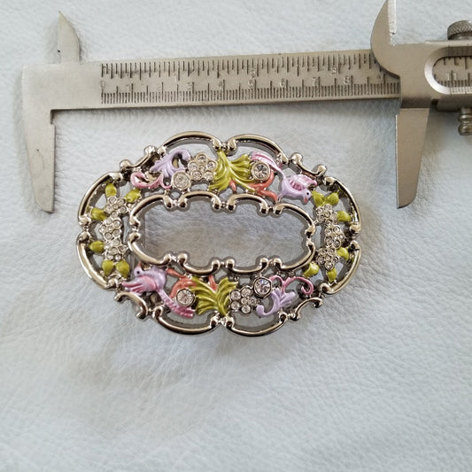 Buckle Sale: Oval Colored Enamel Floral Belt Buckle