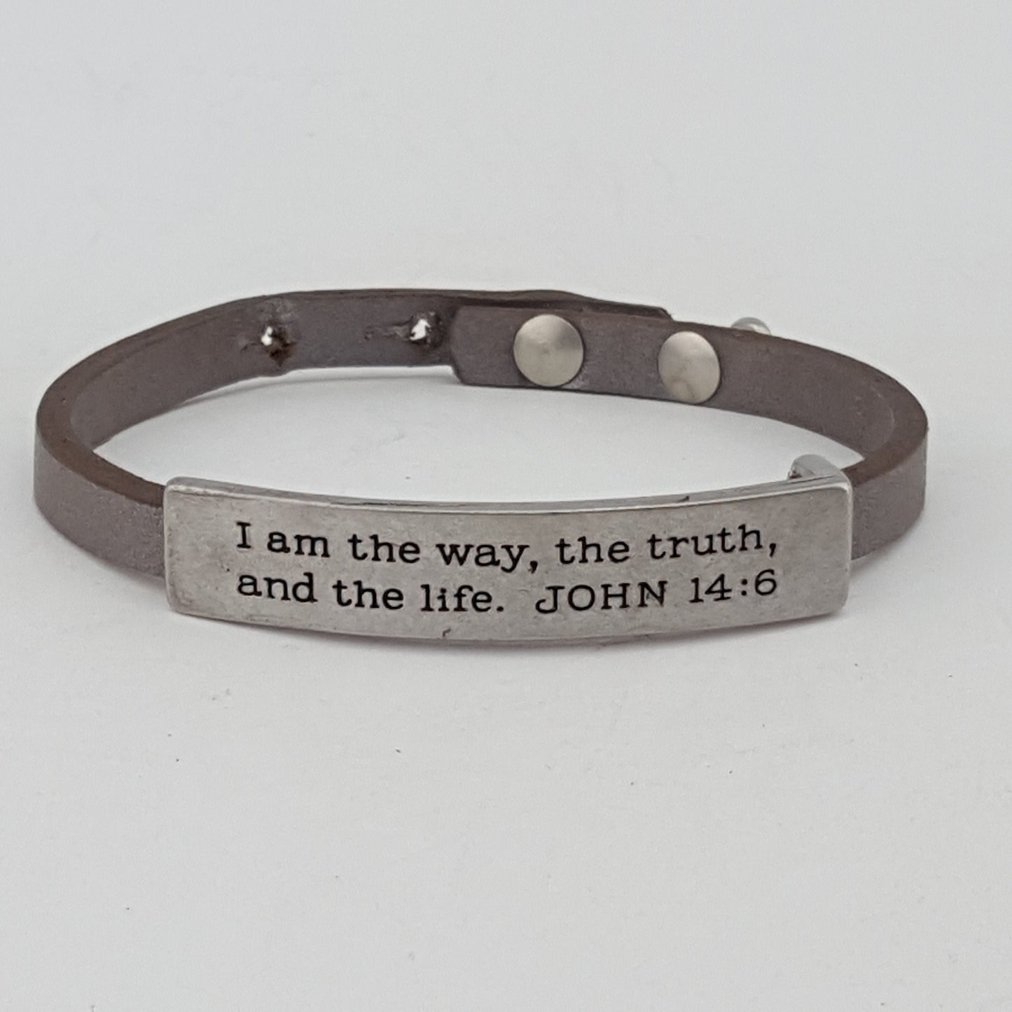 Bracelet: Bible Verse Leather band " I am the way, the truth... JOHN 14:6"