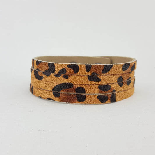 Bracelet: Leather Cuff: 3/4" (20 mm) width 4-Strand Leather Cuff in Hair on cow Leather
