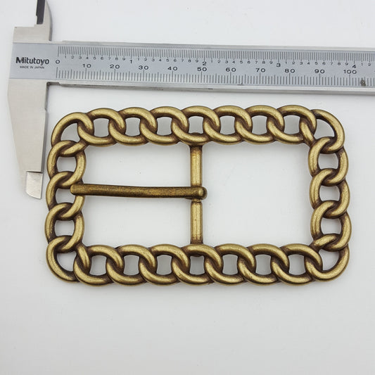 Buckle Sale: Rectangular brass center bar buckle