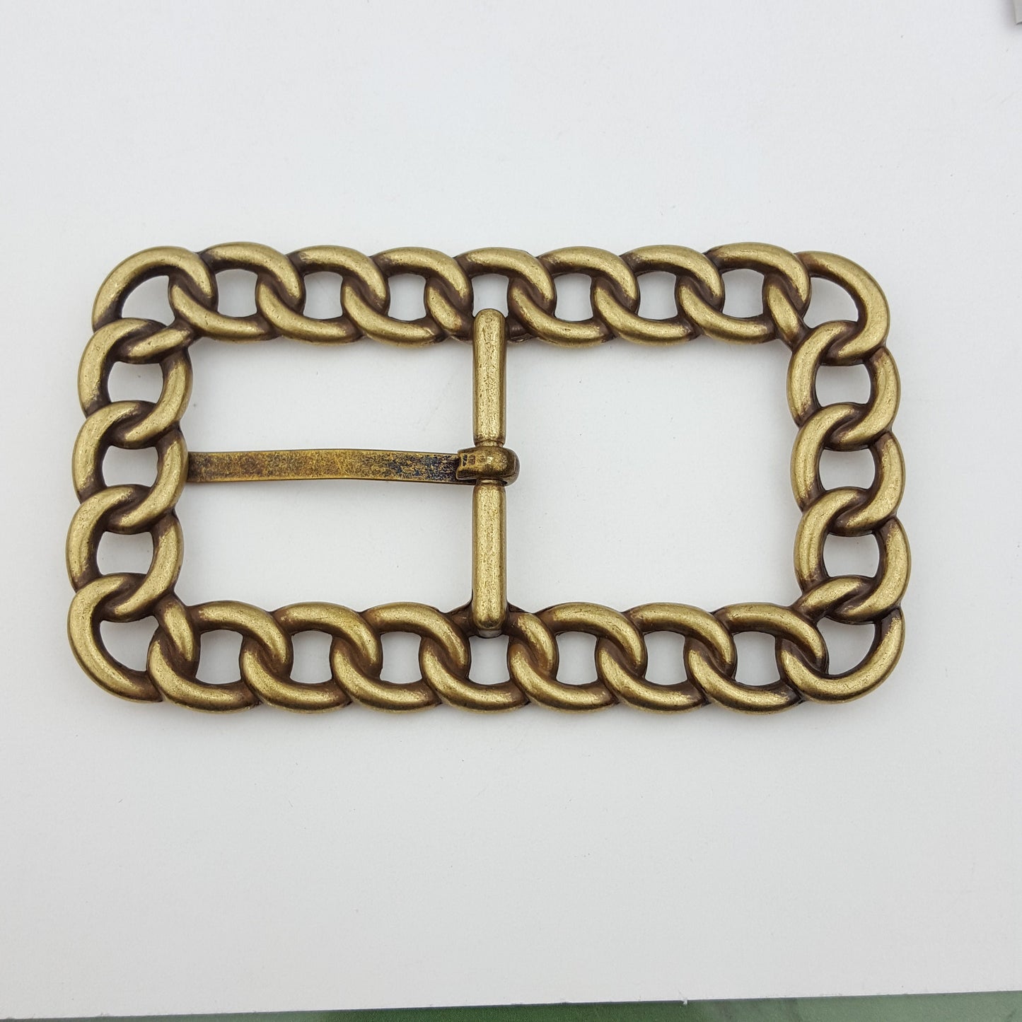 Buckle Sale: Rectangular brass center bar buckle