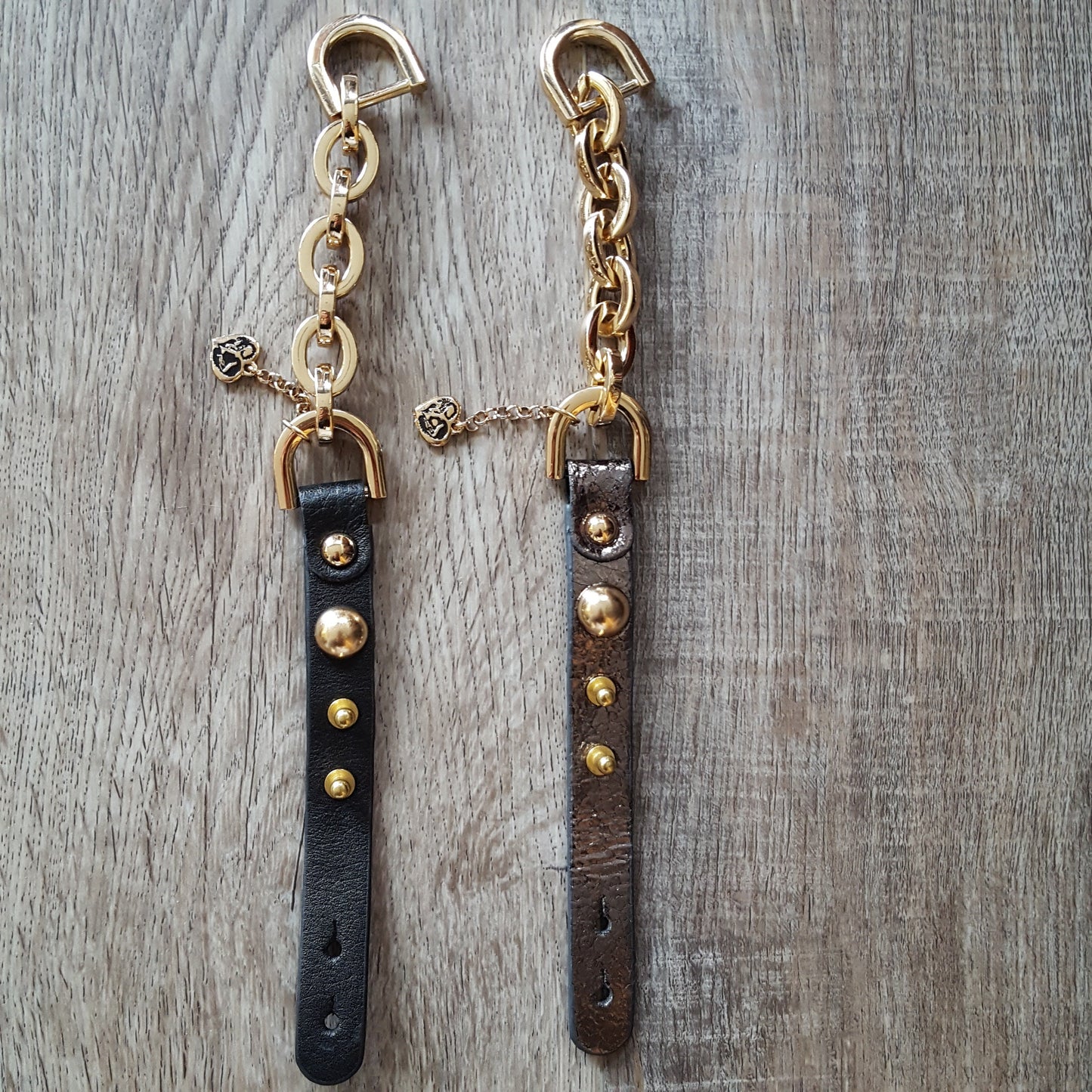 Bracelet Sale: Gold Chain Leather Bracelet