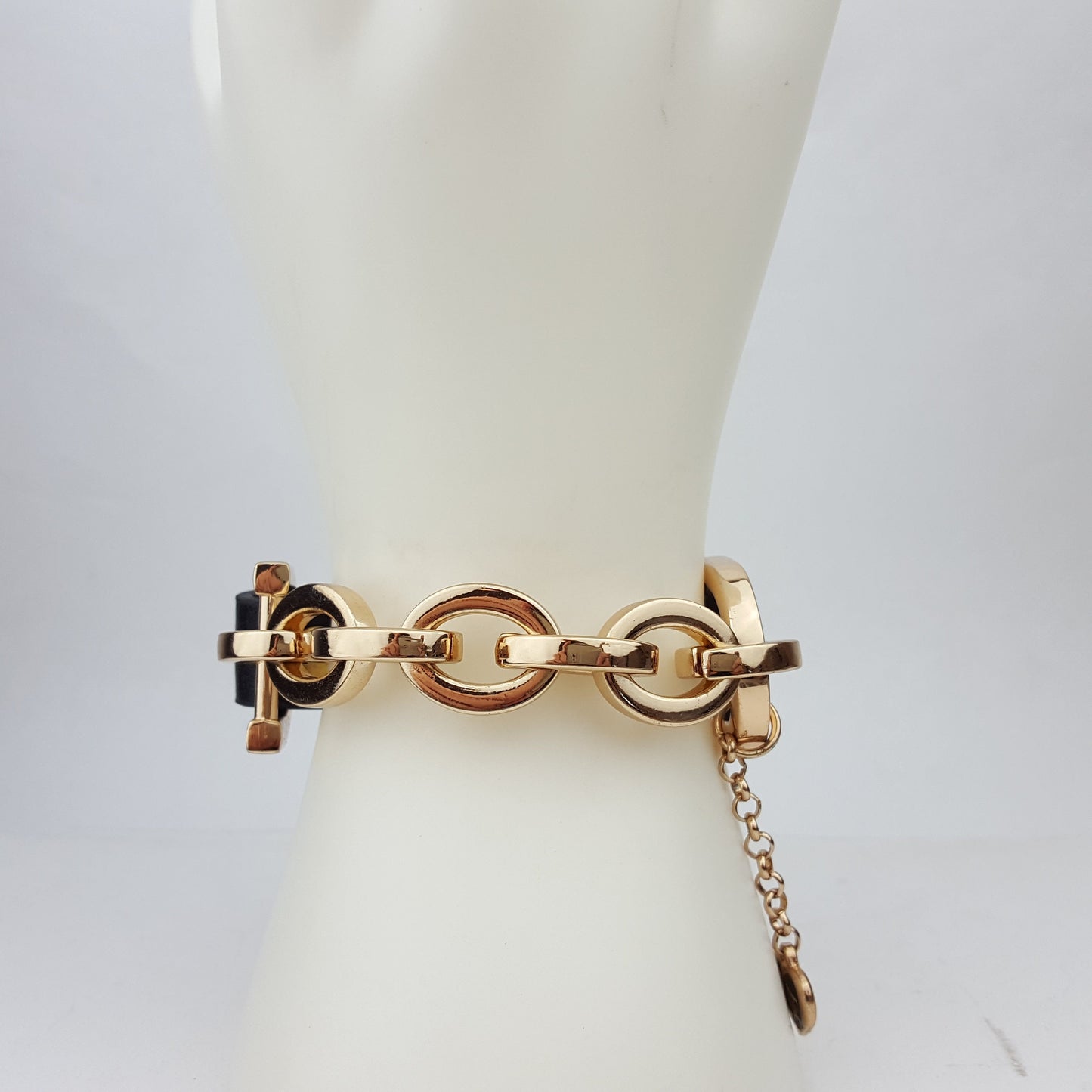 Bracelet Sale: Gold Chain Leather Bracelet