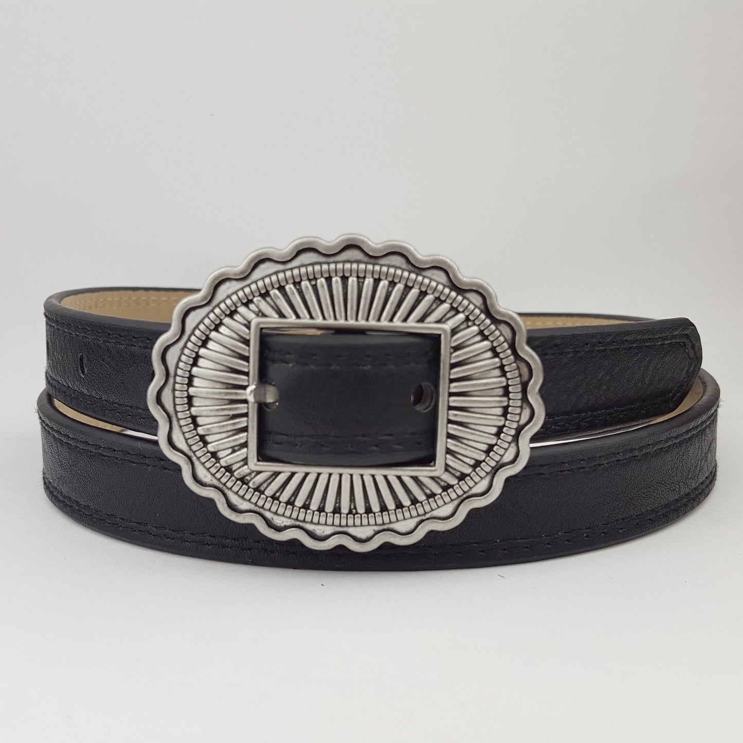 Belt Sale: Western Concho Buckle with double stitching strap