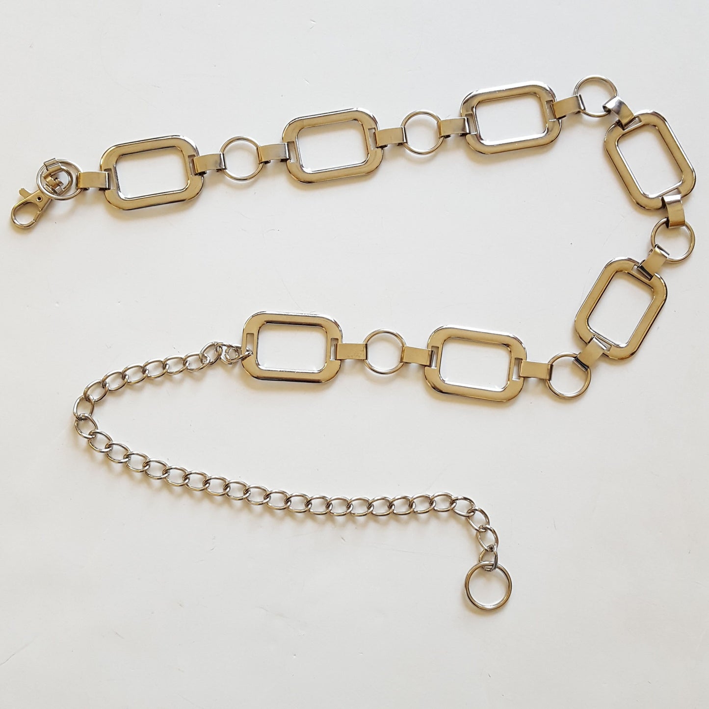 Chain Belt: Trendy Silver Rectangular Shaped Chain Belt