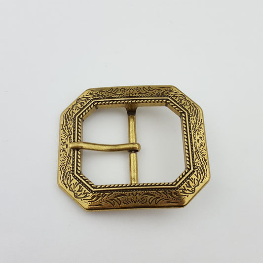 Buckle: Western Style Centerbar Buckle with floral etched