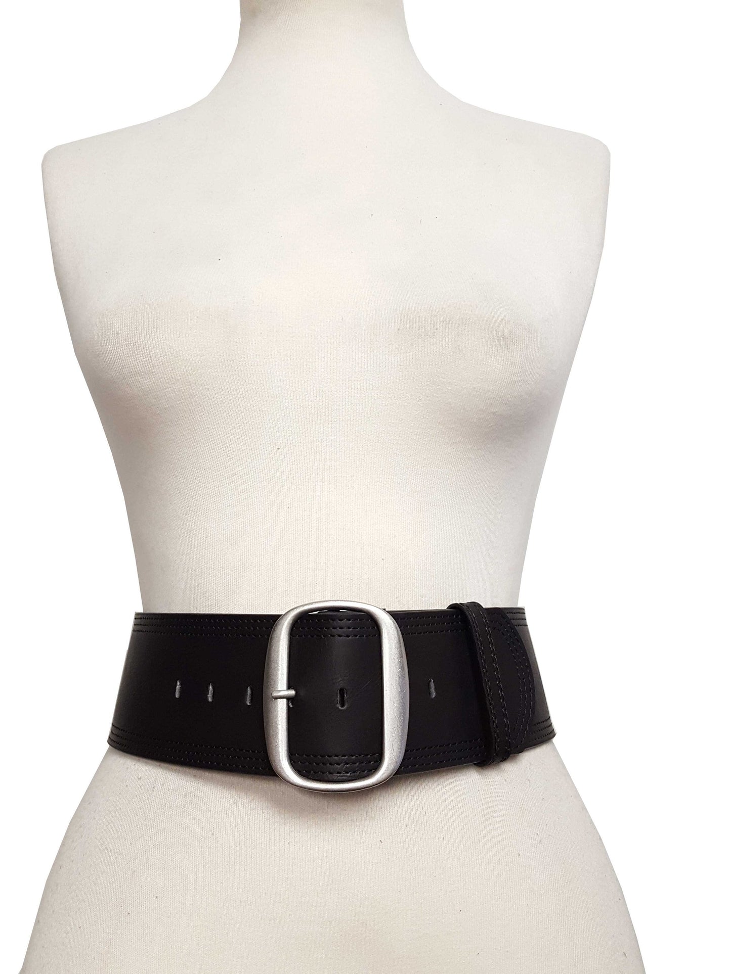 Belt: Wide Belt: 3" wide belt with tonal edge stitching