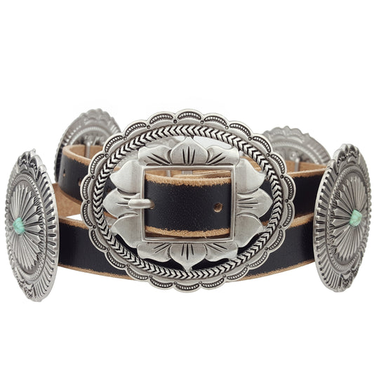 Belt: Western Genuine Distressed Leather belt w. oval concho