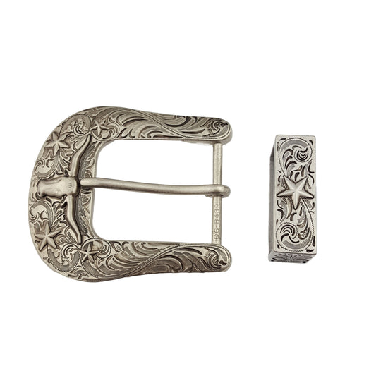 Buckle: Western buckle and Loop  with Long Horn and Texas Stars