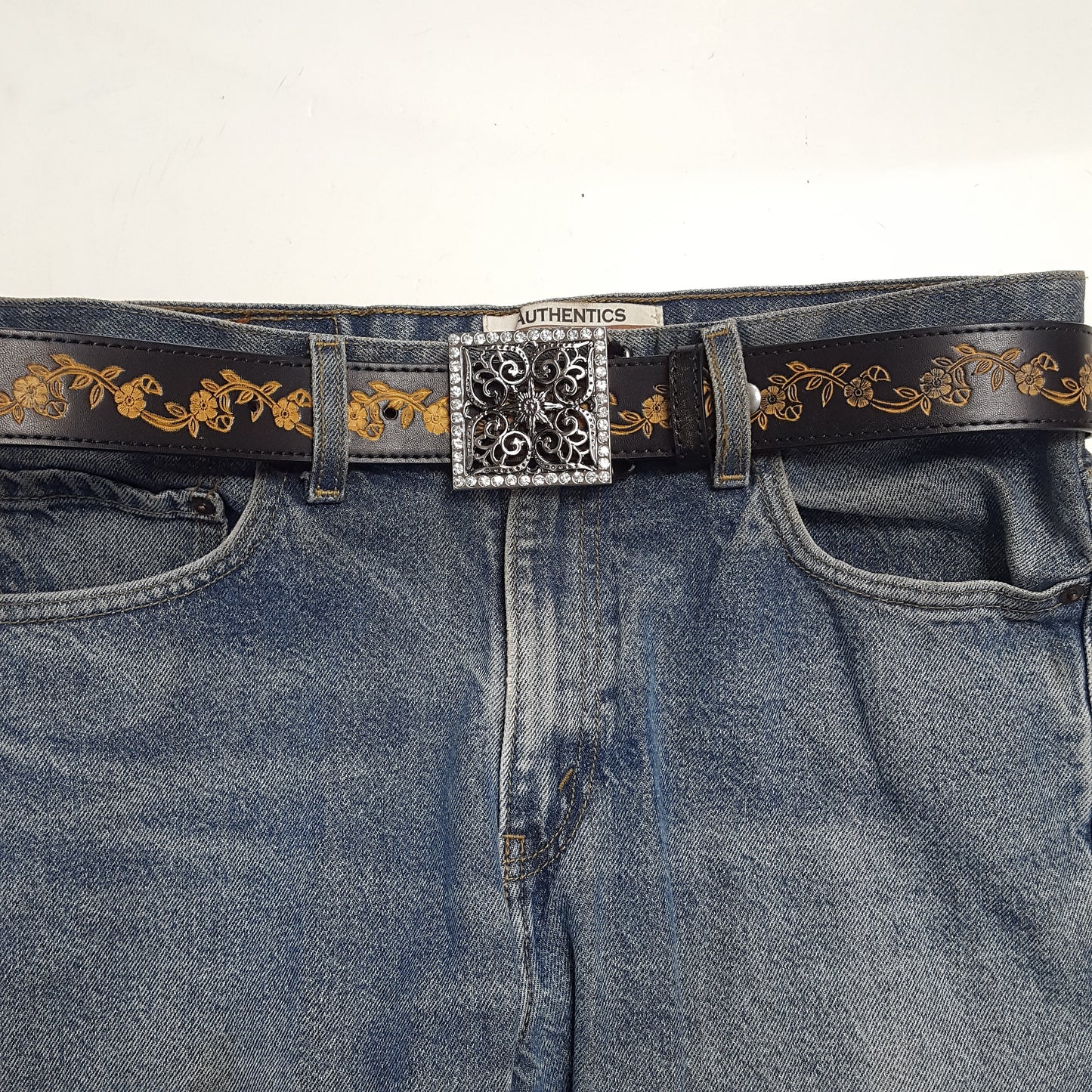 Belt: Western Floral Buckle with Vintage floral tooled belt