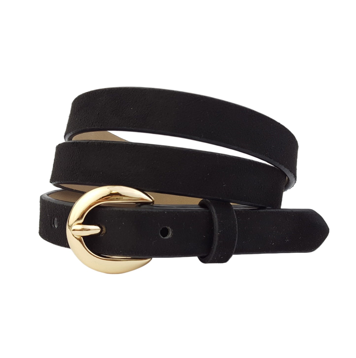 Belt sale: Microfiber Suede Belt w. Classic Gold Buckle