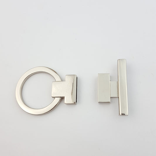 Buckle Sale: Shiny Silver Ring and Bar Closure set