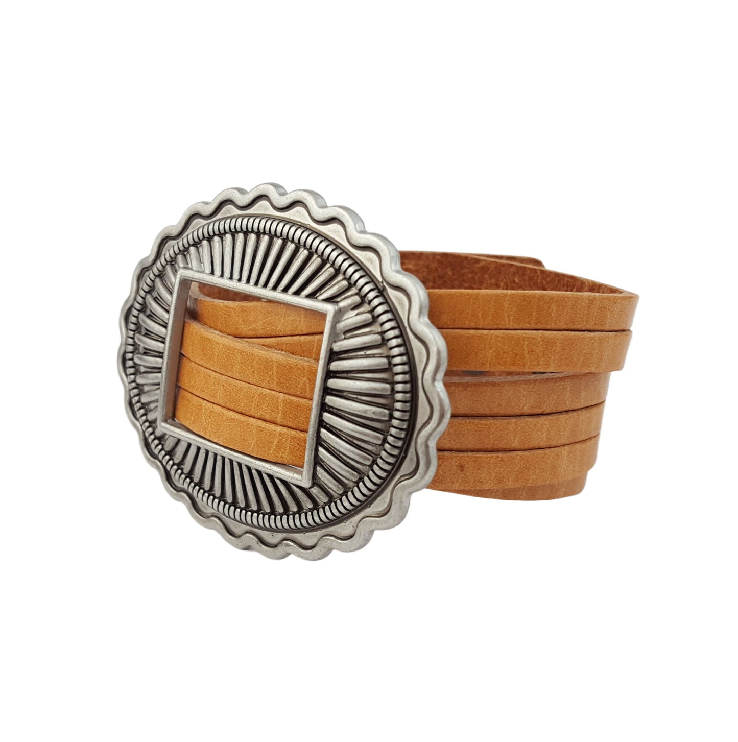 Bracelet Sale: Genuine Leather Cuff with Sliding Concho