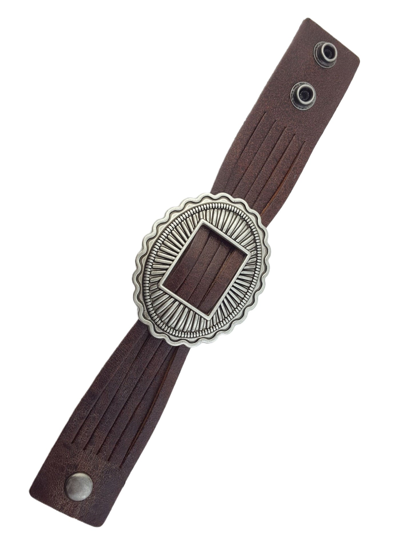 Bracelet Sale: Genuine Leather Cuff with Sliding Concho