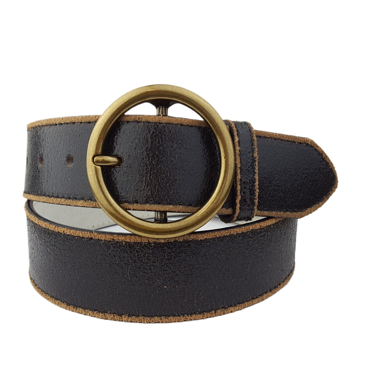 Belt: Vintage Leather belt with distress burnish edge