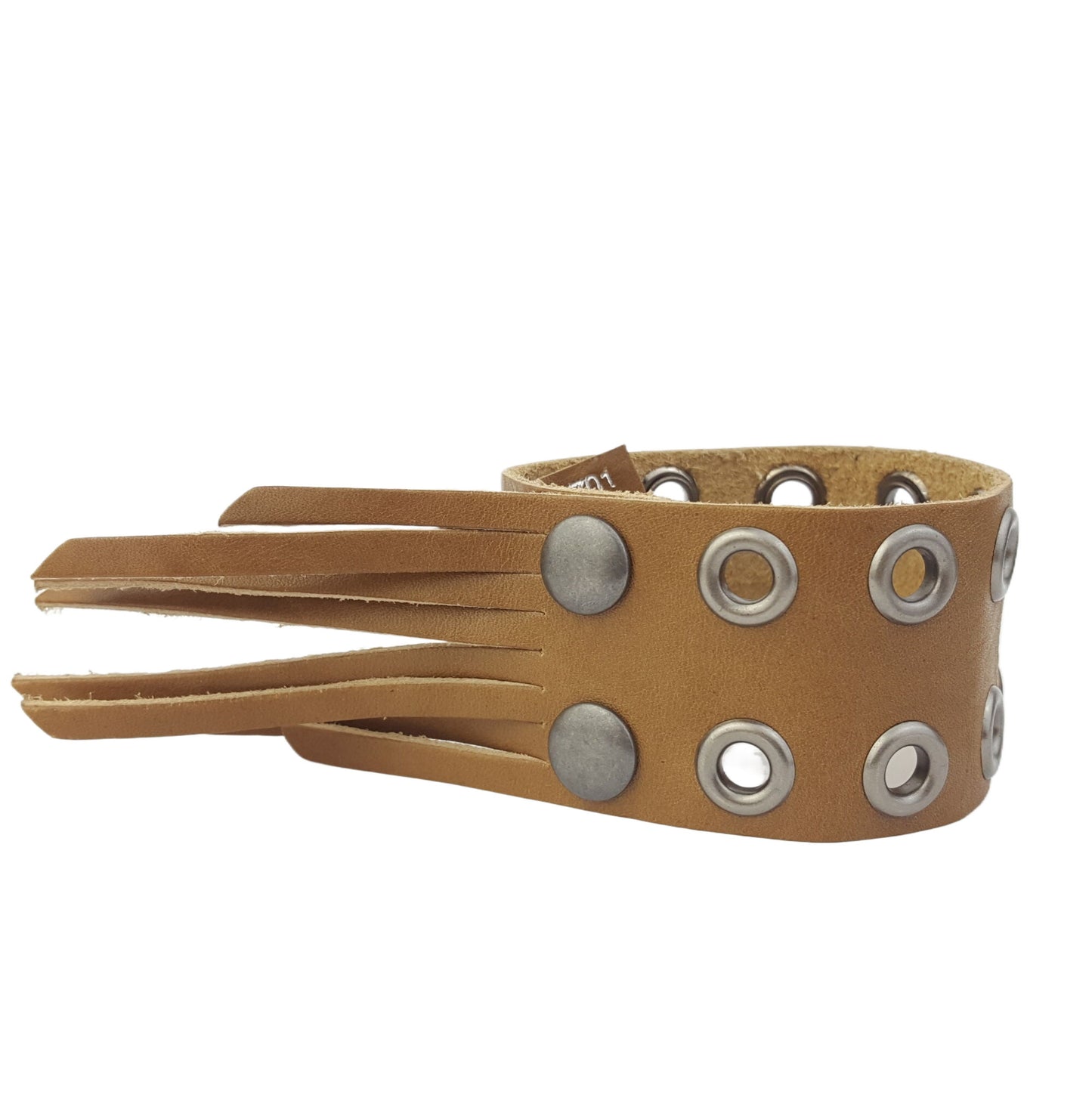 Bracelet: Leather Cuff with Fringe and Eyelets