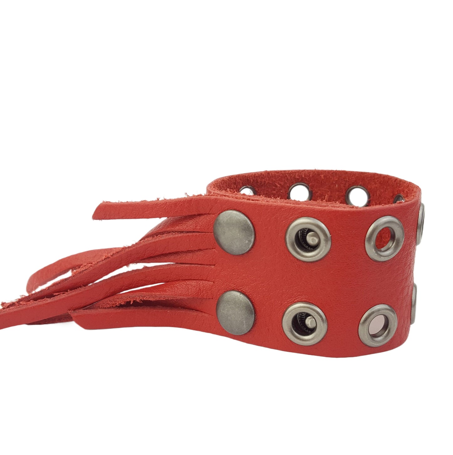 Bracelet: Leather Cuff with Fringe and Eyelets