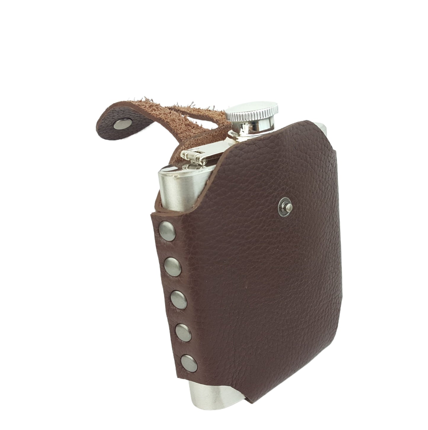 Stainless Steel Flask w. Leather Case