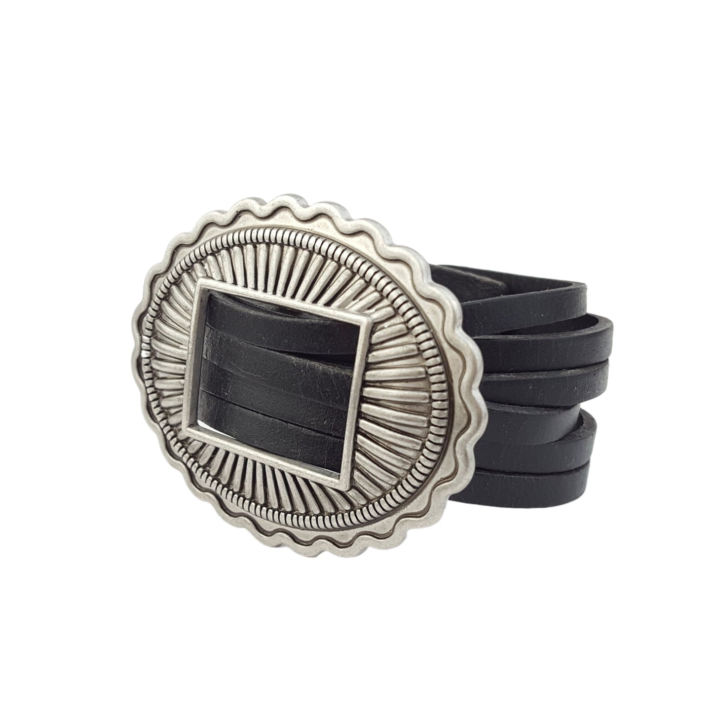 Bracelet Sale: Genuine Leather Cuff with Sliding Concho
