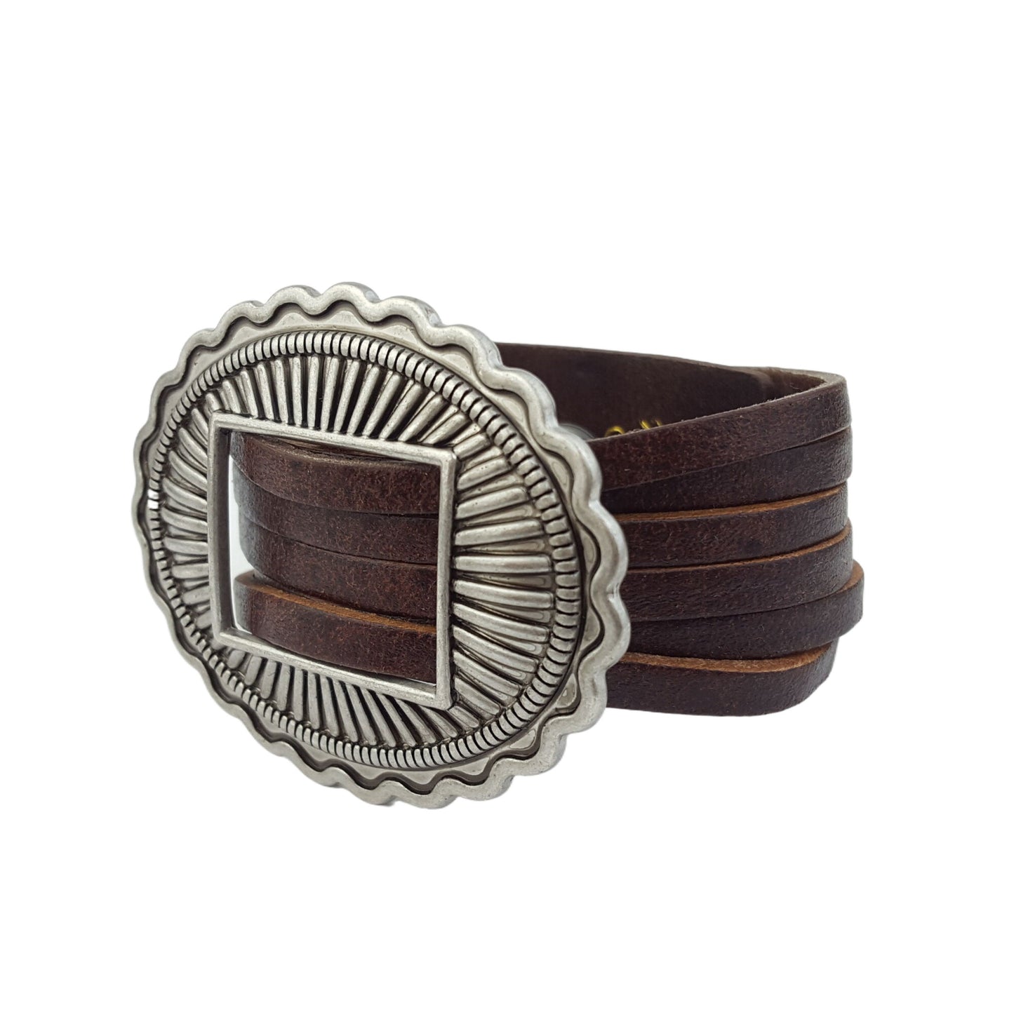 Bracelet Sale: Genuine Leather Cuff with Sliding Concho